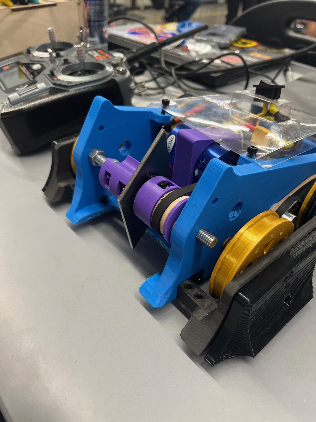 Close-up of the 3D printed drivetrain