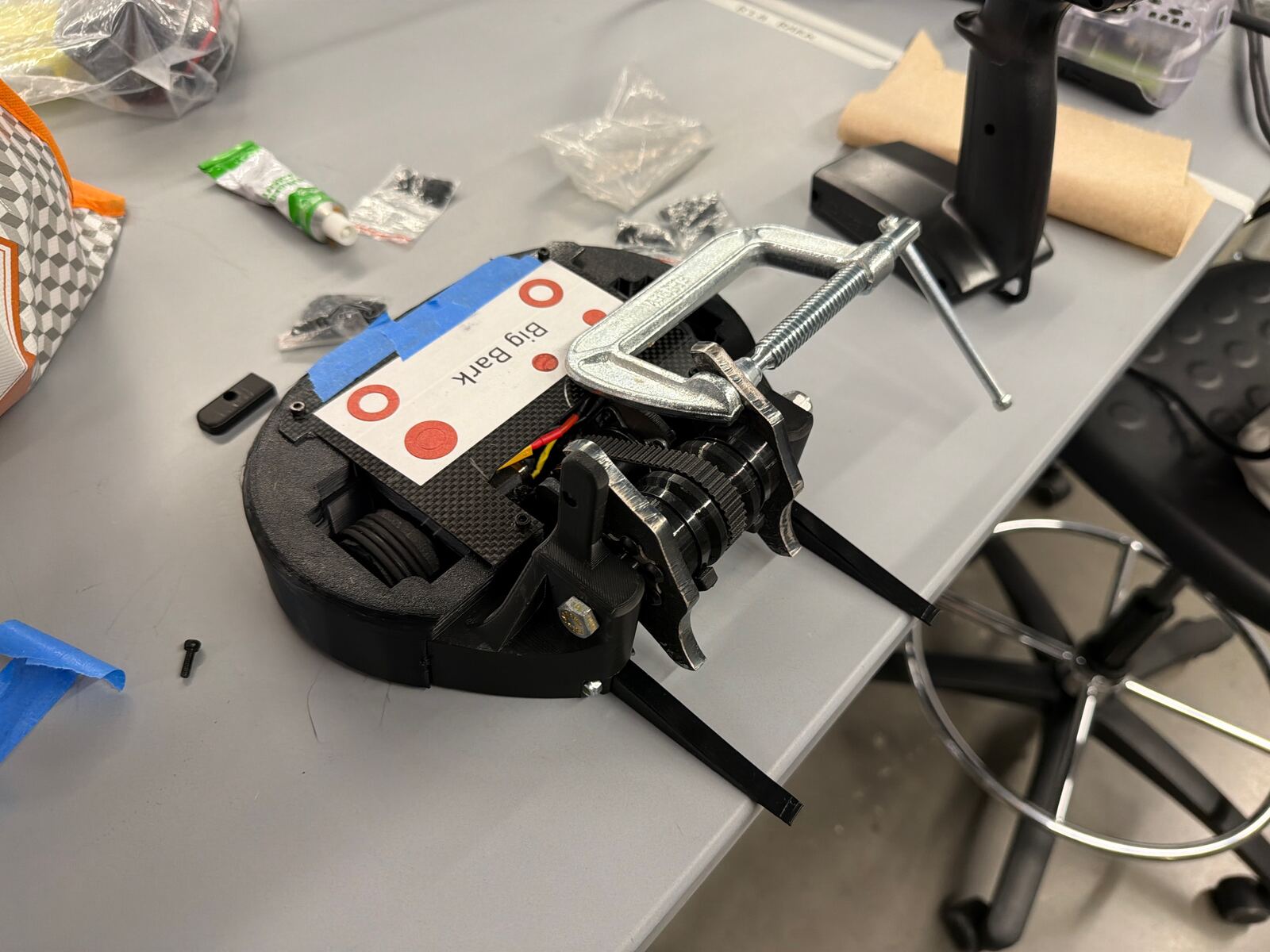 Robot clamped during a repair