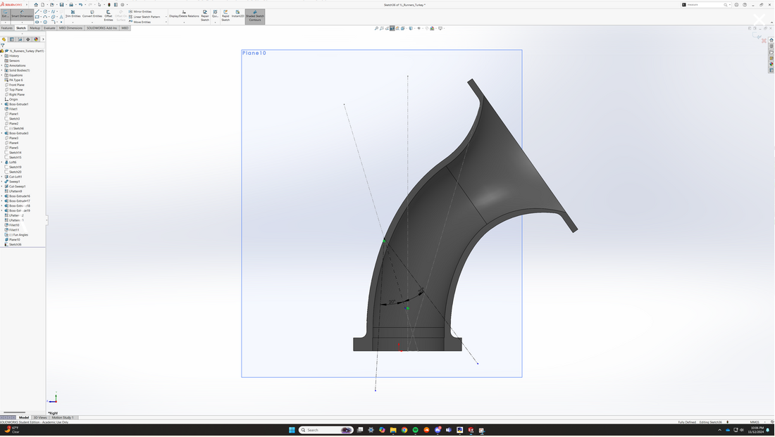 FSAE intake runner CAD sketch