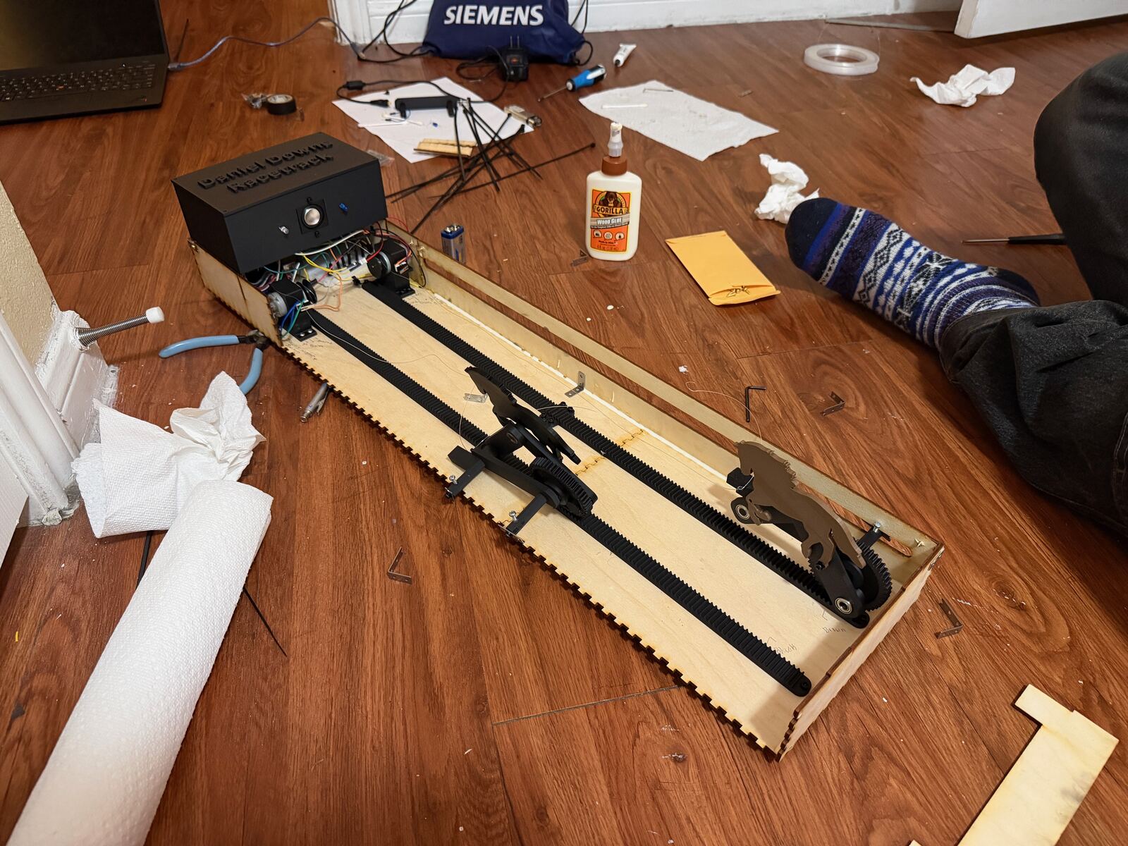Assembled wooden racetrack build