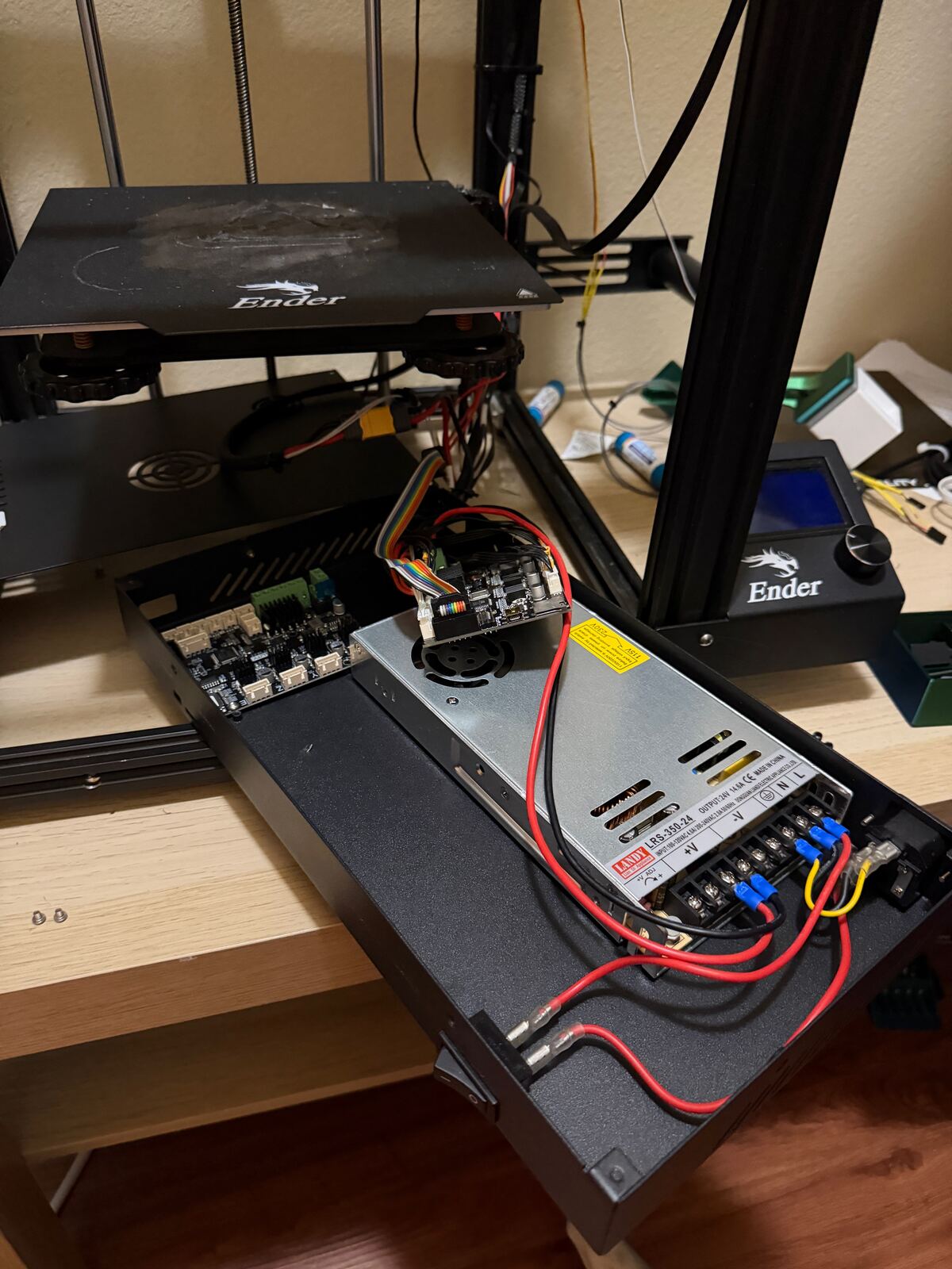 Printer electronics and wiring during the repair